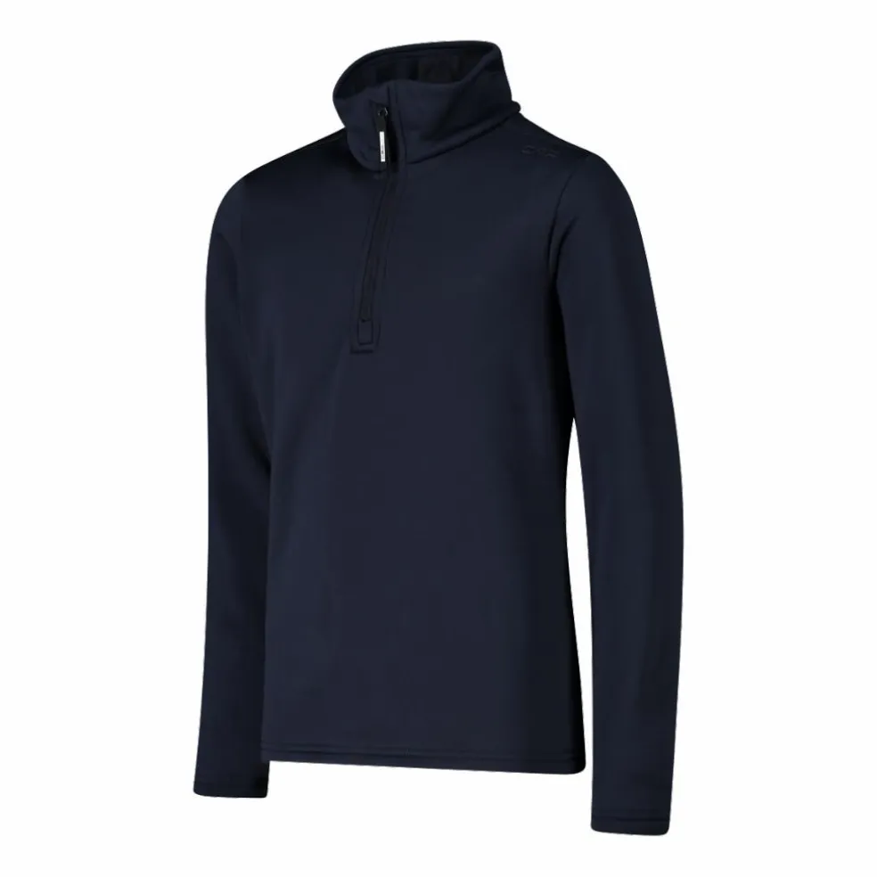 Jungen Stretch Performance Stehkragenshirt mit kurzem Reißverschluss