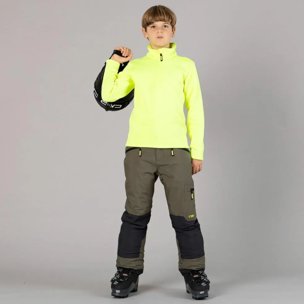 Jungen Stretch Performance Stehkragenshirt mit kurzem Reißverschluss