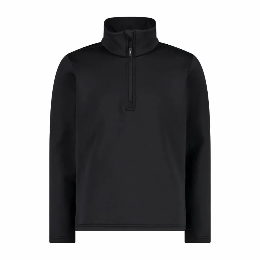 Jungen Stretch Performance Stehkragenshirt mit kurzem Reißverschluss