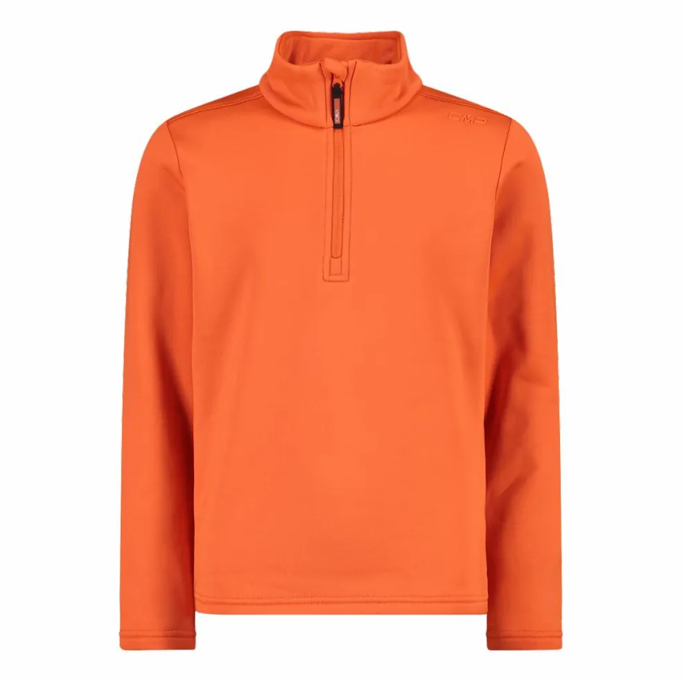 Jungen Stretch Performance Stehkragenshirt mit kurzem Reißverschluss