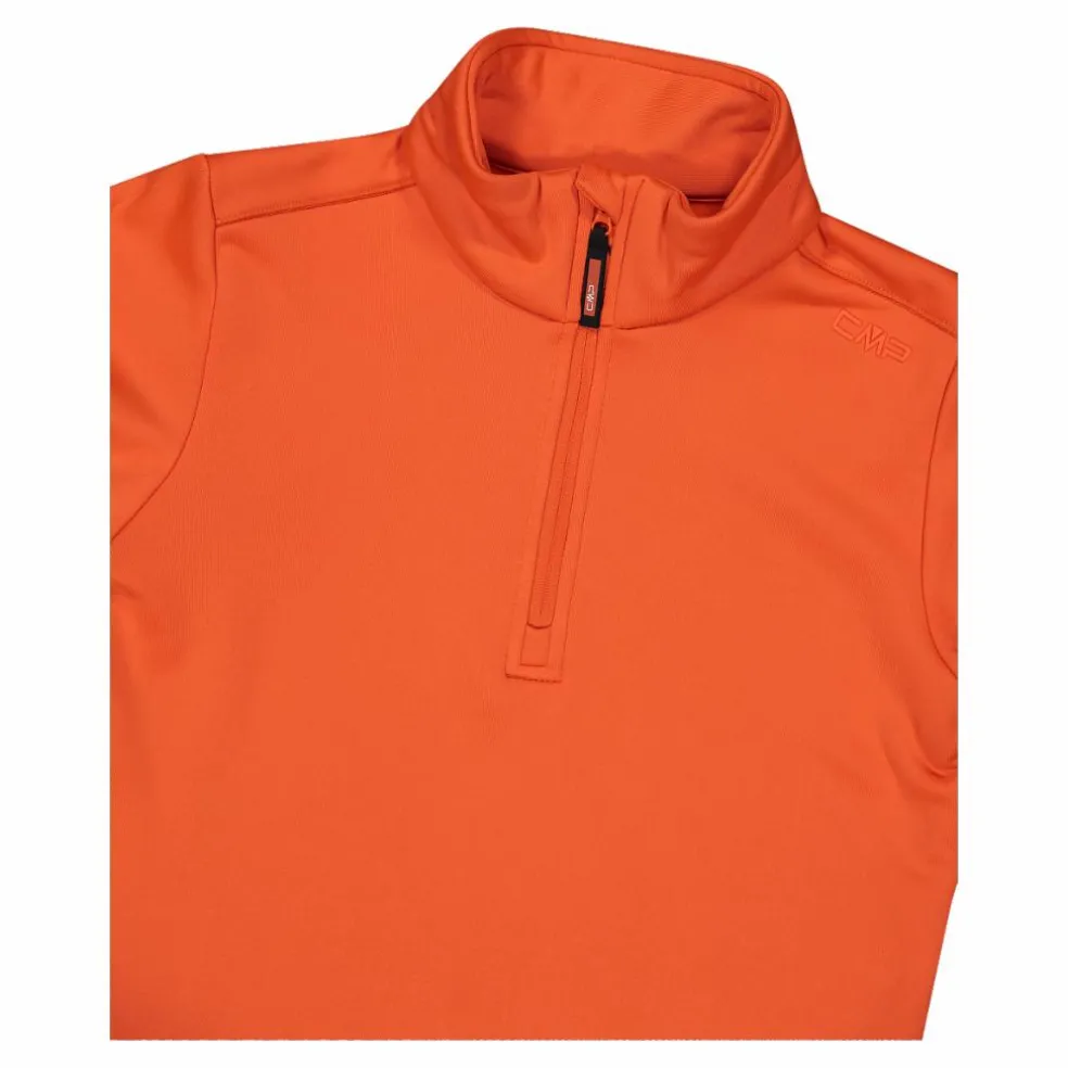 Jungen Stretch Performance Stehkragenshirt mit kurzem Reißverschluss