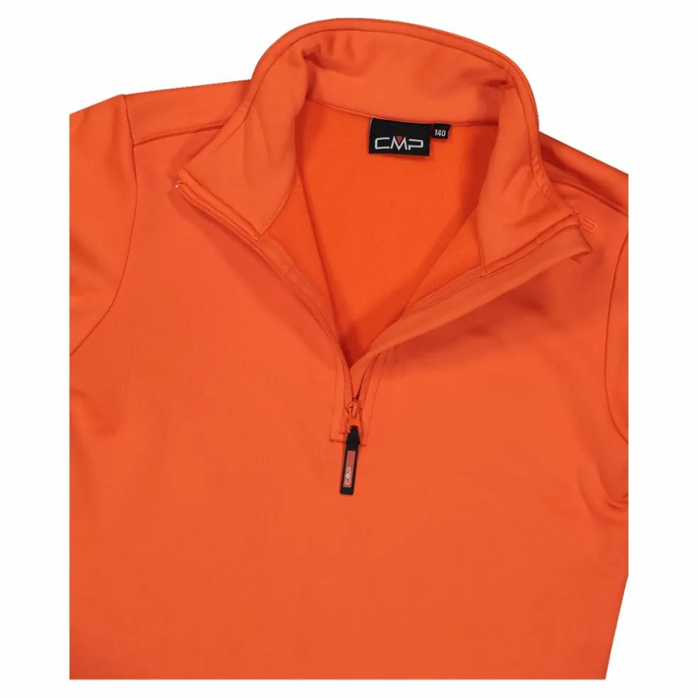 Jungen Stretch Performance Stehkragenshirt mit kurzem Reißverschluss