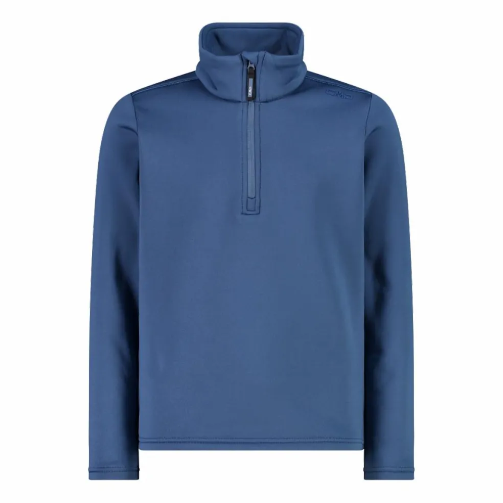 Jungen Stretch Performance Stehkragenshirt mit kurzem Reißverschluss