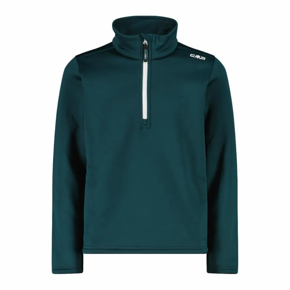 Jungen Stretch Performance Stehkragenshirt mit kurzem Reißverschluss