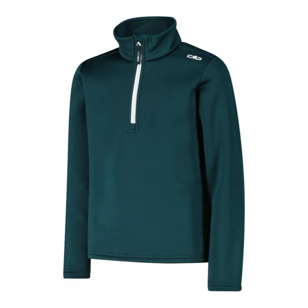 Jungen Stretch Performance Stehkragenshirt mit kurzem Reißverschluss