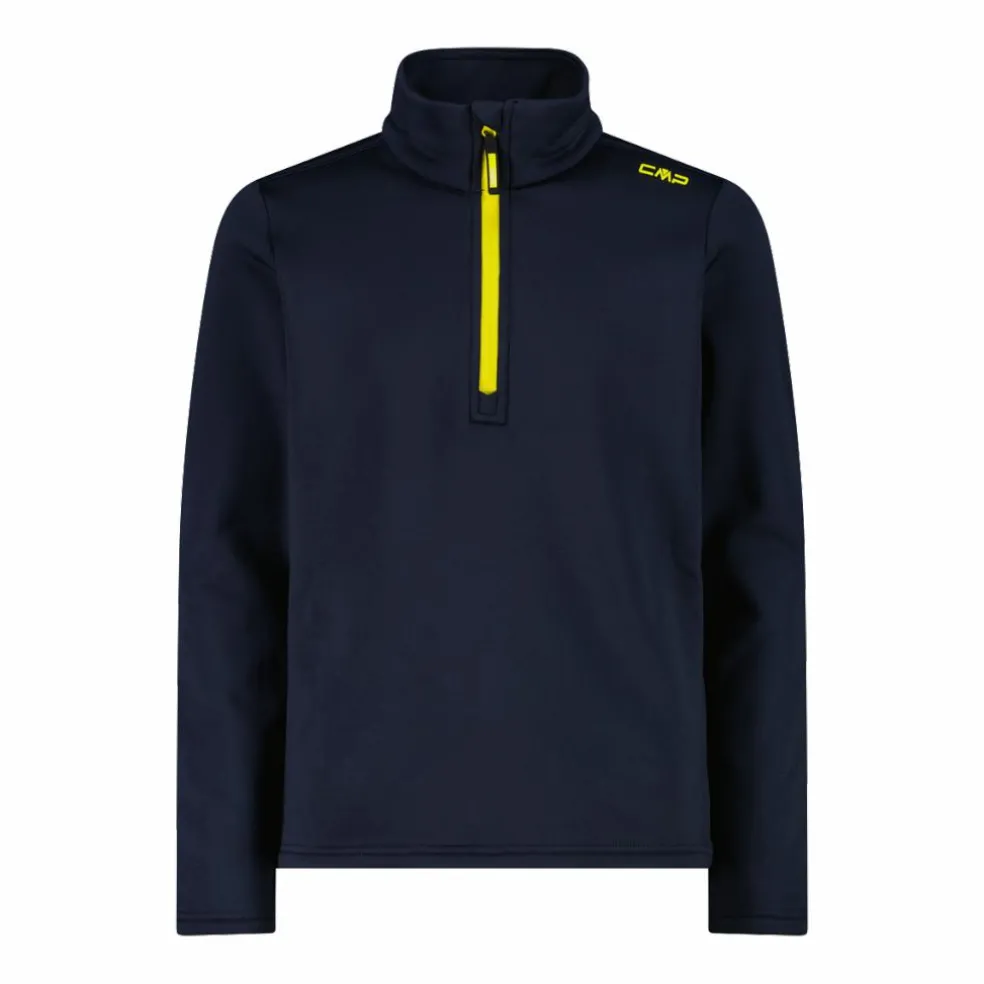 Jungen Stretch Performance Stehkragenshirt mit kurzem Reißverschluss