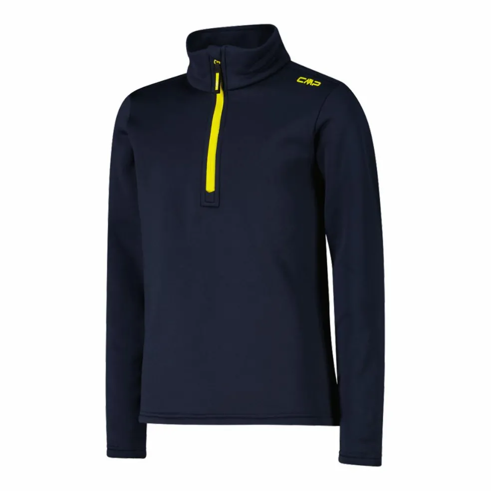 Jungen Stretch Performance Stehkragenshirt mit kurzem Reißverschluss