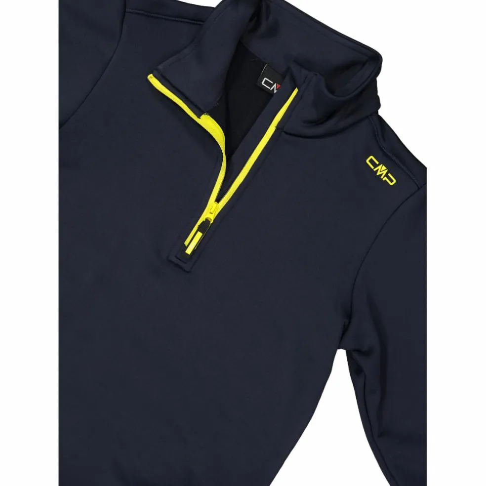 Jungen Stretch Performance Stehkragenshirt mit kurzem Reißverschluss