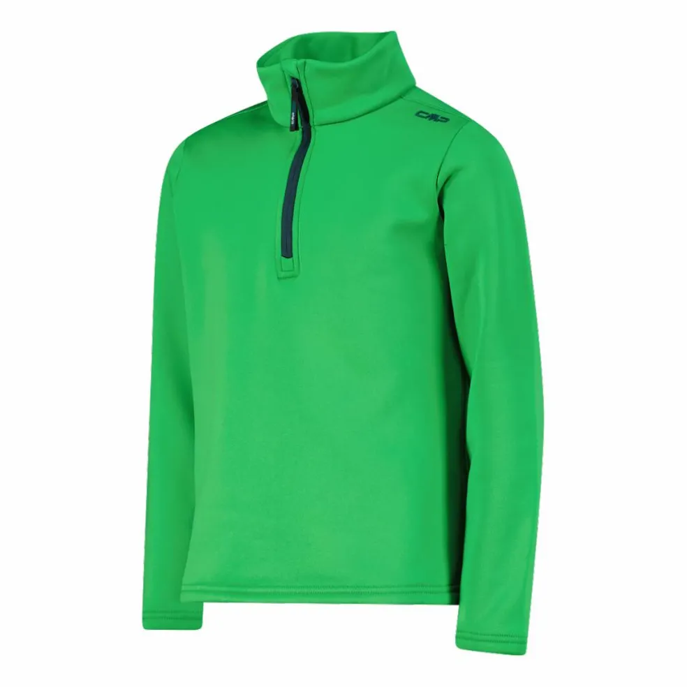 Jungen Stretch Performance Stehkragenshirt mit kurzem Reißverschluss