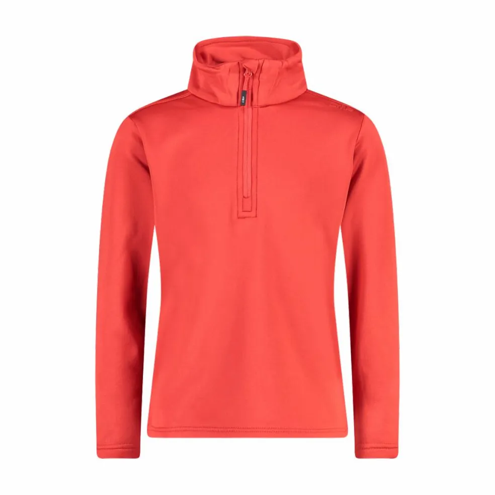 Jungen Stretch Performance Stehkragenshirt mit kurzem Reißverschluss