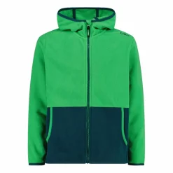 Jungen-Fleecejacke mit Kapuze und durchgehendem Reißverschluss und Color Block