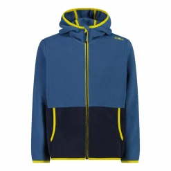 Jungen-Fleecejacke mit Kapuze und durchgehendem Reißverschluss und Color Block