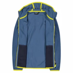 Jungen-Fleecejacke mit Kapuze und durchgehendem Reißverschluss und Color Block