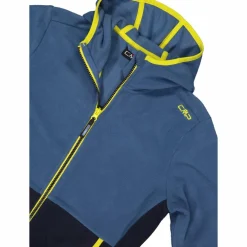 Jungen-Fleecejacke mit Kapuze und durchgehendem Reißverschluss und Color Block