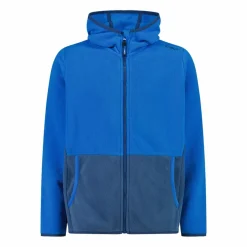 Jungen-Fleecejacke mit Kapuze und durchgehendem Reißverschluss und Color Block
