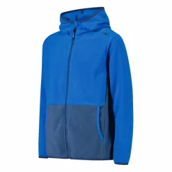 Jungen-Fleecejacke mit Kapuze und durchgehendem Reißverschluss und Color Block