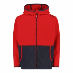 Jungen-Fleecejacke mit Kapuze und durchgehendem Reißverschluss und Color Block