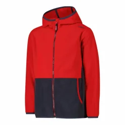 Jungen-Fleecejacke mit Kapuze und durchgehendem Reißverschluss und Color Block