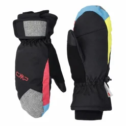 Kinder Mehrfarbige Wattierte Ski-Fäustlinge aus Softshell