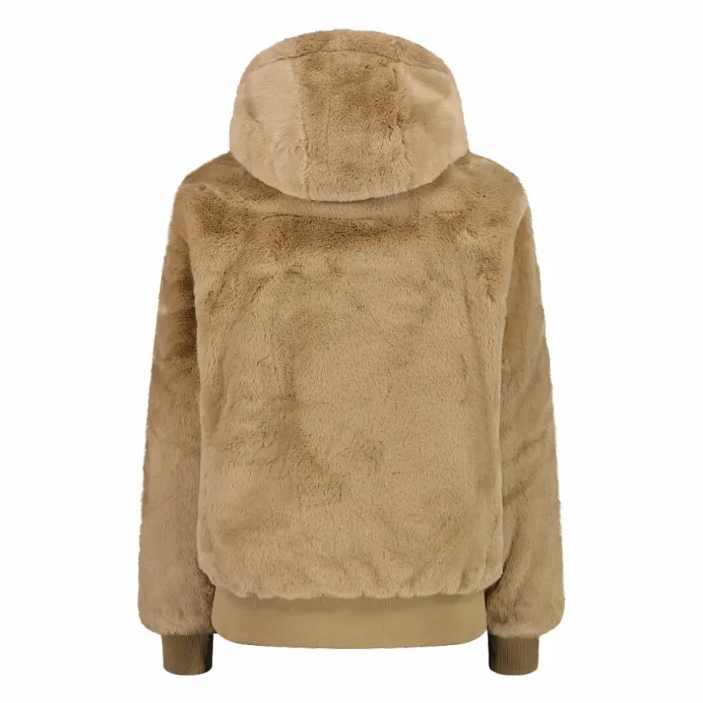 Kunstpelzjacke für Damen mit Kapuze