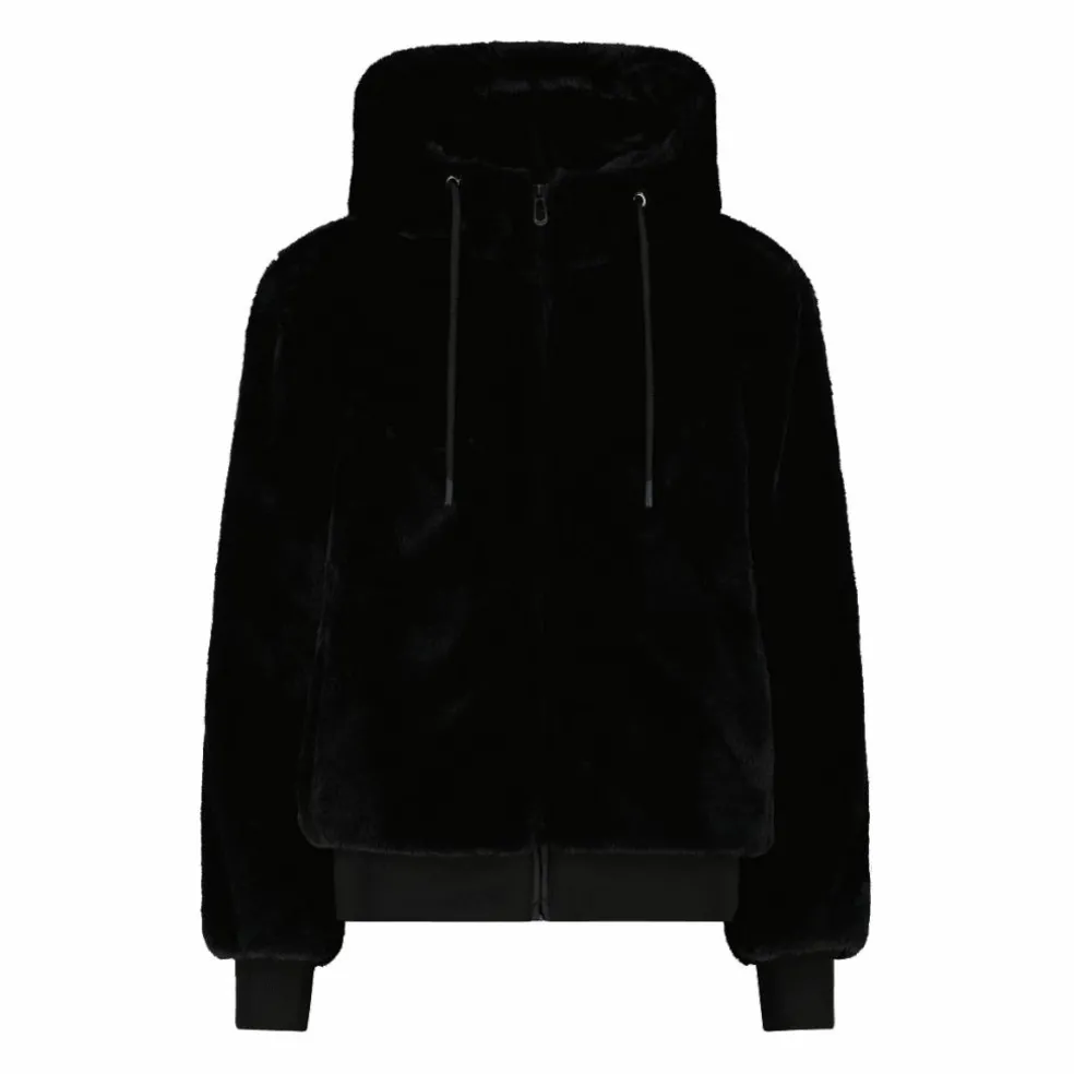 Kunstpelzjacke für Damen mit Kapuze