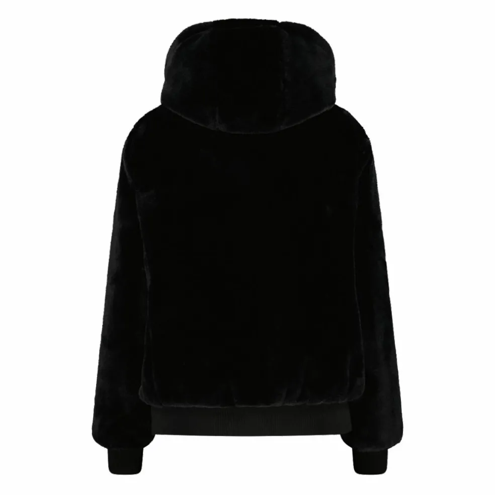 Kunstpelzjacke für Damen mit Kapuze