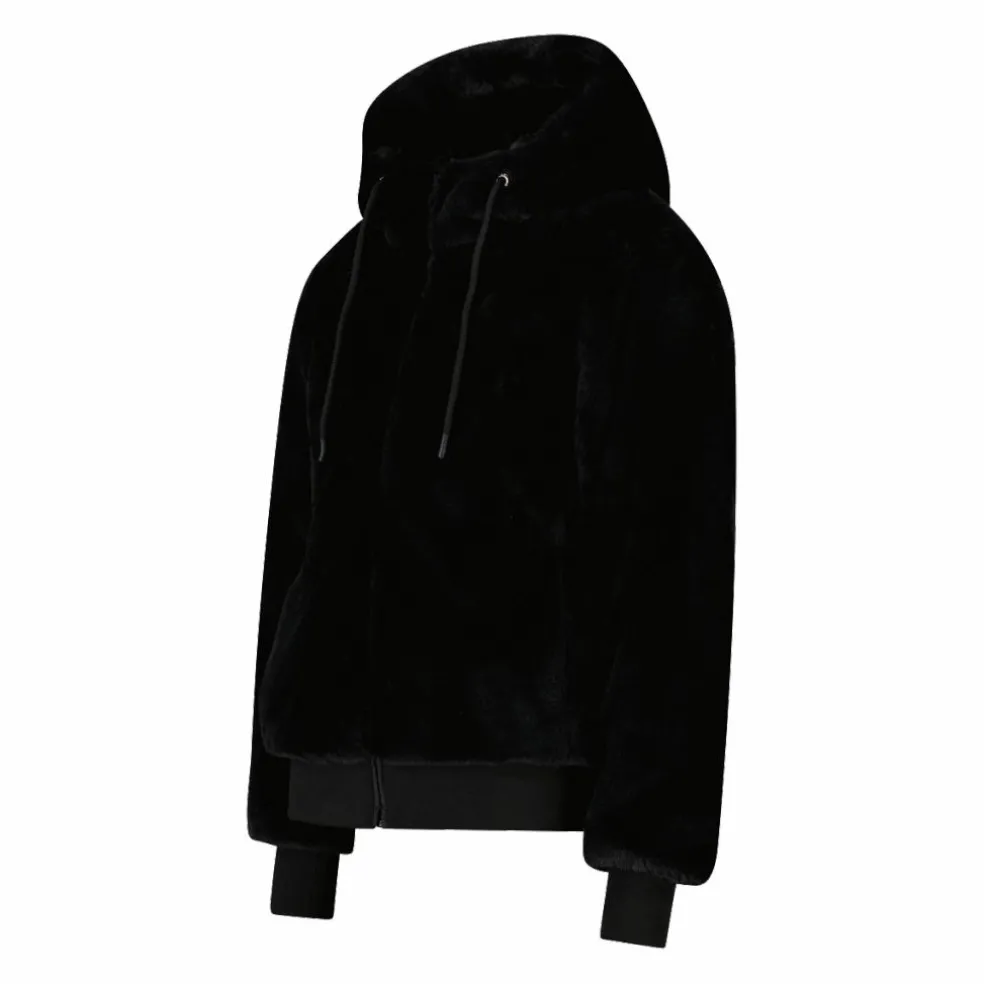 Kunstpelzjacke für Damen mit Kapuze