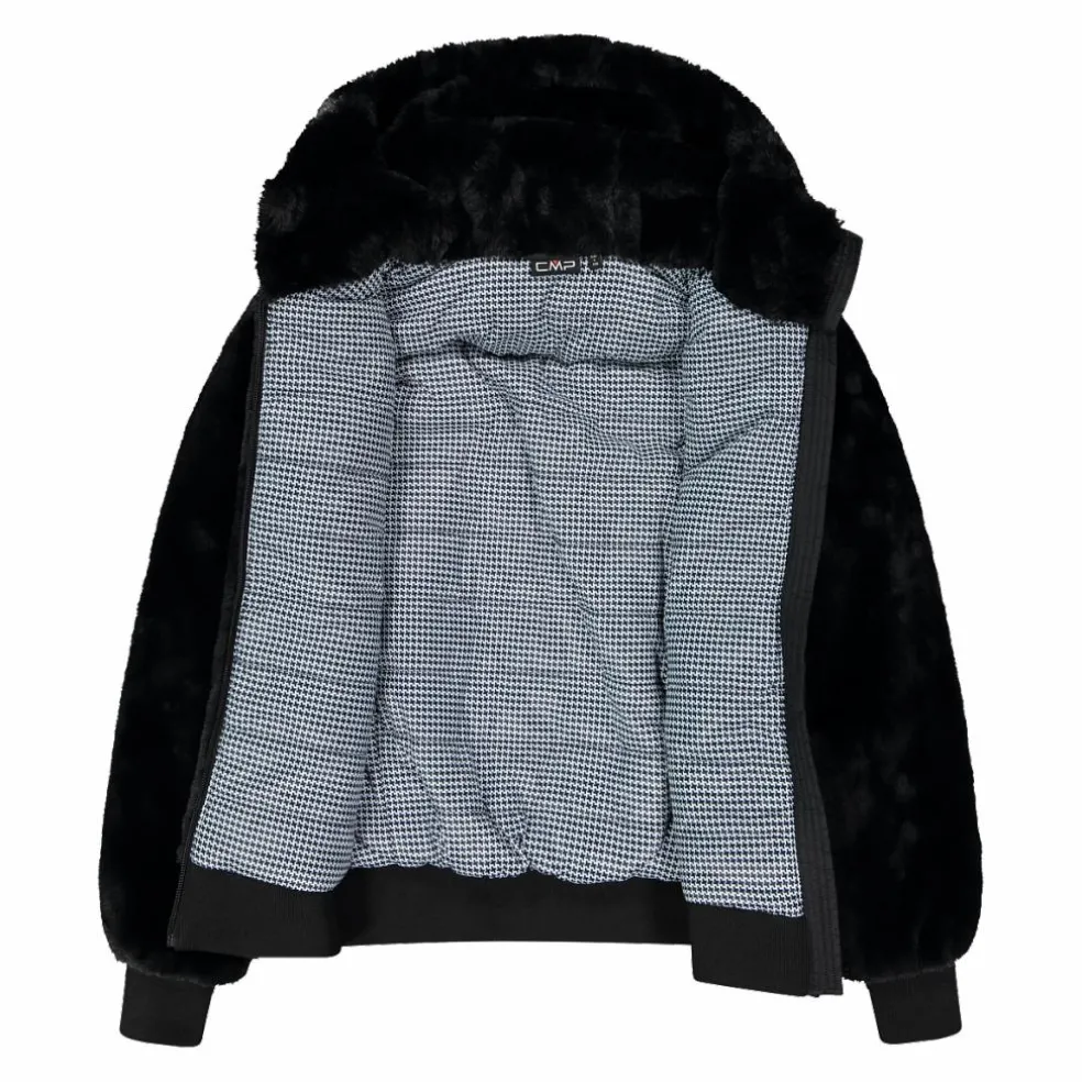 Kunstpelzjacke für Damen mit Kapuze