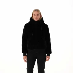 Kunstpelzjacke für Damen mit Kapuze