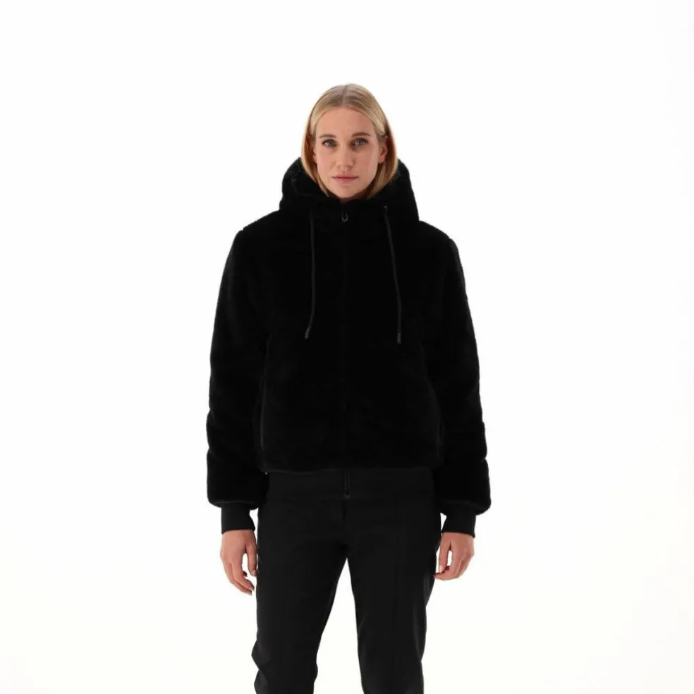 Kunstpelzjacke für Damen mit Kapuze