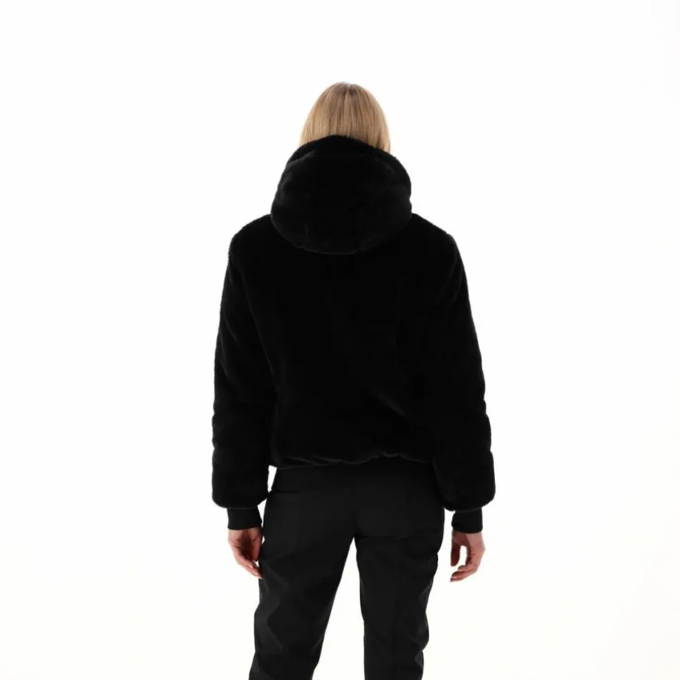 Kunstpelzjacke für Damen mit Kapuze