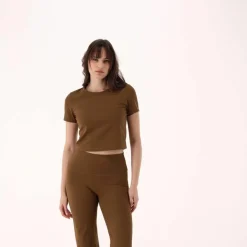 Kurzarm-Top für Damen aus Stretch-Polyamid