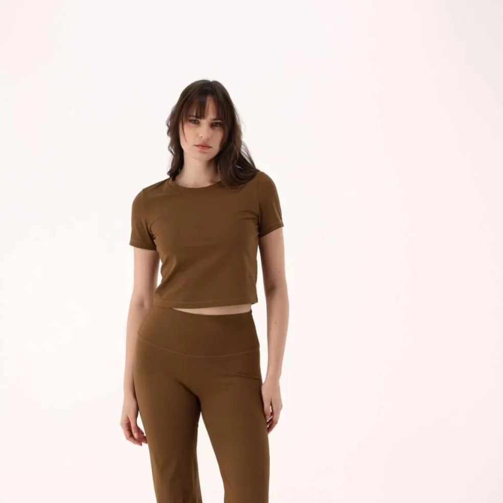 Kurzarm-Top für Damen aus Stretch-Polyamid