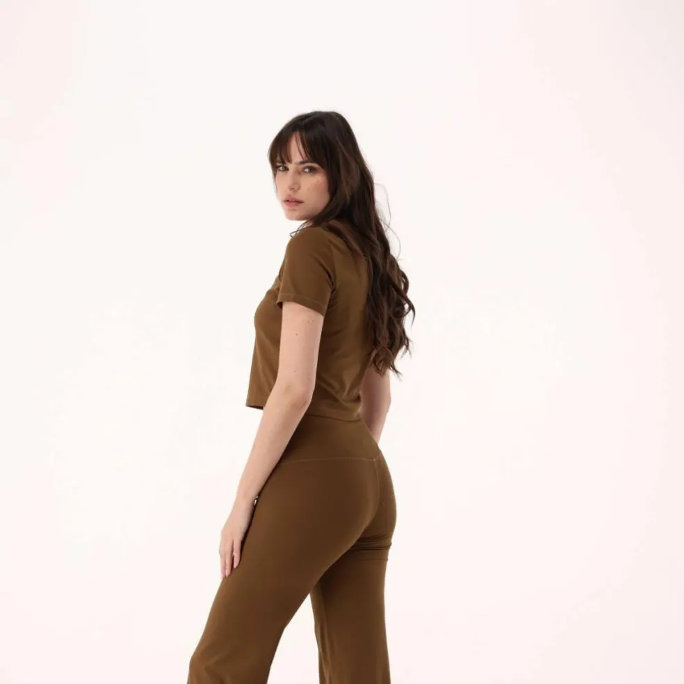 Kurzarm-Top für Damen aus Stretch-Polyamid