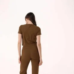 Kurzarm-Top für Damen aus Stretch-Polyamid