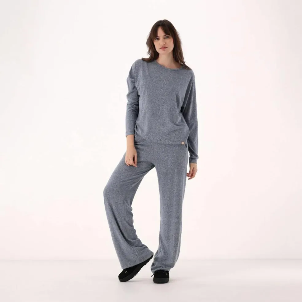 Lange Damenhose aus meliertem Jerseystoff