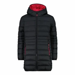 Lange Daunenjacke für Mädchen mit Taftkapuze