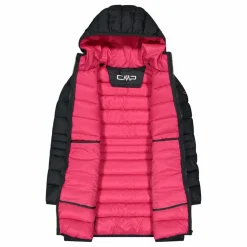 Lange Daunenjacke für Mädchen mit Taftkapuze