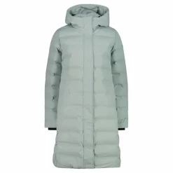 Lange gepolsterte Daunenjacke für Damen mit Kapuze