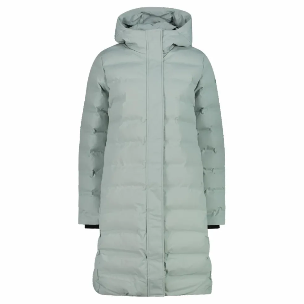 Lange gepolsterte Daunenjacke für Damen mit Kapuze