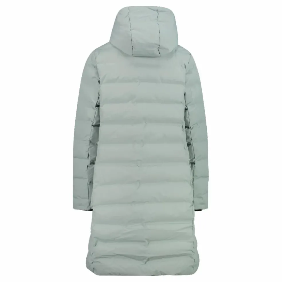 Lange gepolsterte Daunenjacke für Damen mit Kapuze