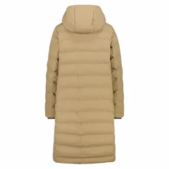 Lange gepolsterte Daunenjacke für Damen mit Kapuze