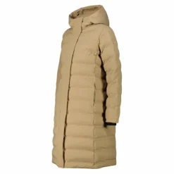 Lange gepolsterte Daunenjacke für Damen mit Kapuze