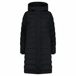 Lange gepolsterte Daunenjacke für Damen mit Kapuze