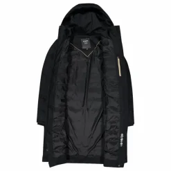 Lange gepolsterte Daunenjacke für Damen mit Kapuze