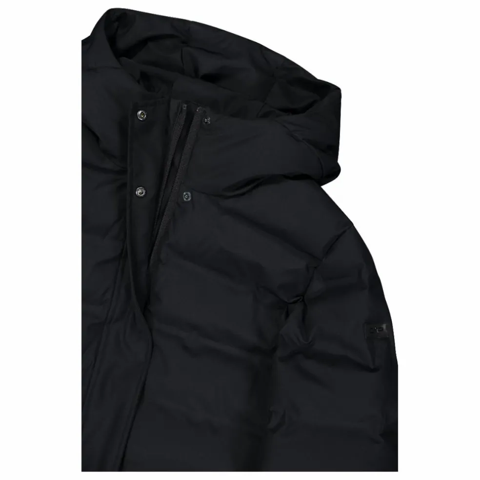 Lange gepolsterte Daunenjacke für Damen mit Kapuze