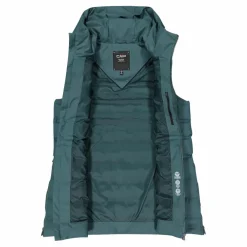 Lange, gepolsterte Weste für Damen mit Kapuze