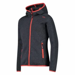 Mädchen schweres Fleecejacke Knit-Tech in melierter Optik mit Kapuze