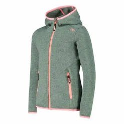 Mädchen schweres Fleecejacke Knit-Tech in melierter Optik mit Kapuze