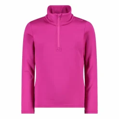 Mädchen Stretch Performance Stehkragenshirt mit kurzem Reißverschluss